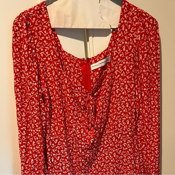 Faithfull the Brand Red Calla Long Sleeve mini dress XS - Picture 5 of 9